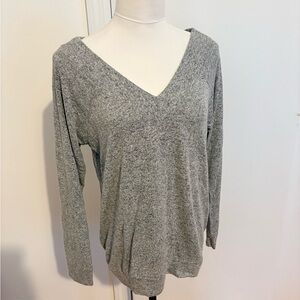 Cozy Gray V-Neck Lightweight Sweater